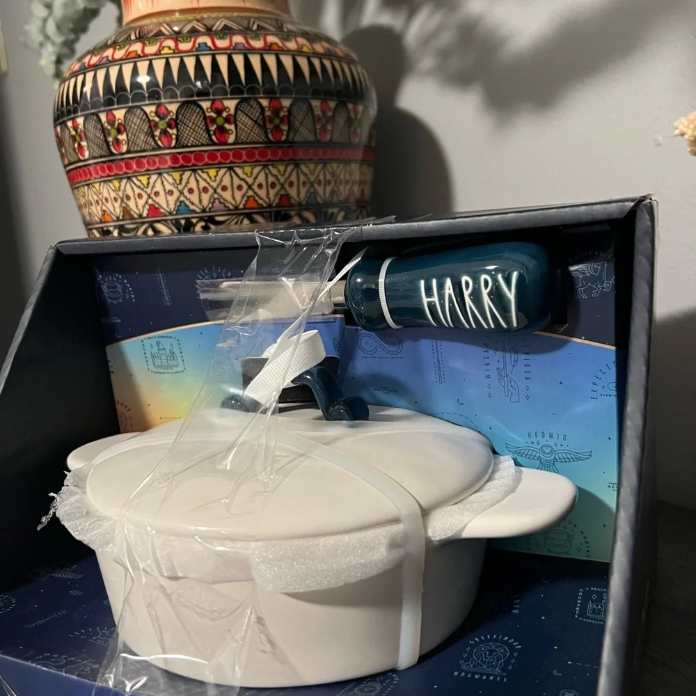 Rae Dunn White and Blue Brie Baker & Knife Set - Picture 2 of 5